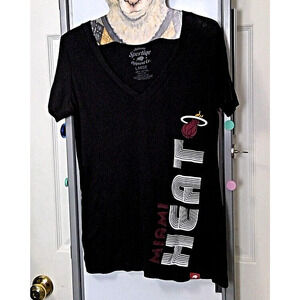 Sportiqe Apparel Co. Miami Heat V-Neck T-Shirt Large Black Made in USA NBA
